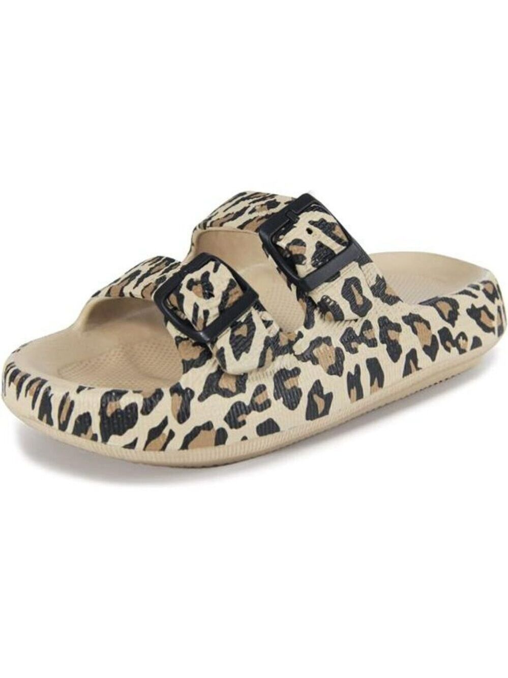 Double Buckle EVA Pillow Slides Waterproof Sandals Comfort Slip On Shoes